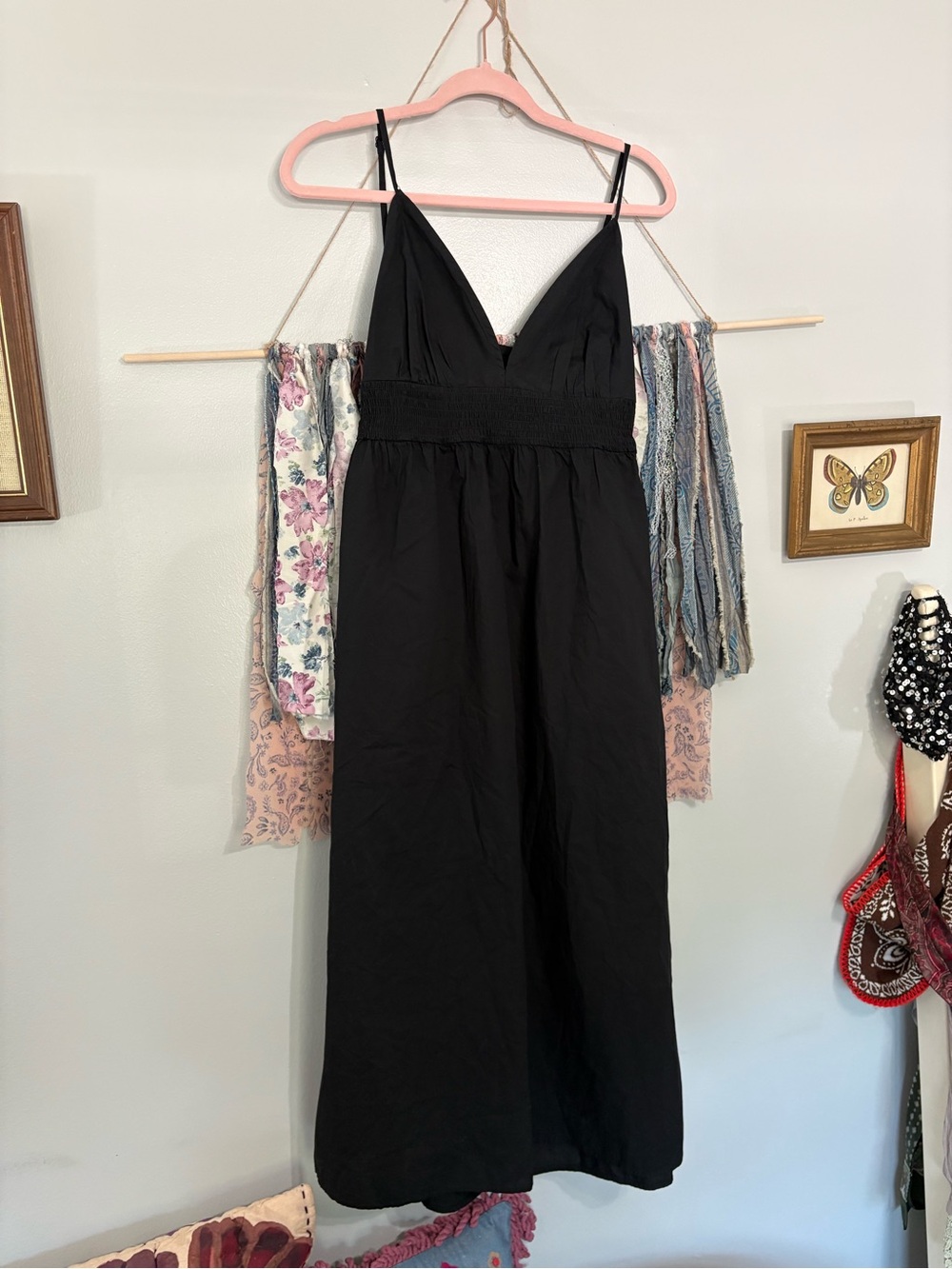 A New Day Black maxi dress with pockets and cutout in back